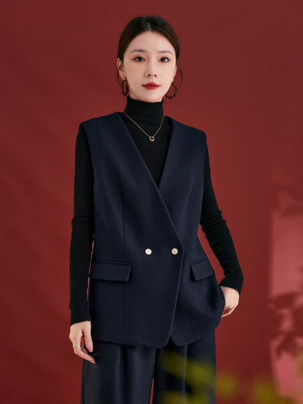 西装马甲女秋季新款外穿法式羊毛梭织气质百搭日常通勤上衣女2021|undefined
