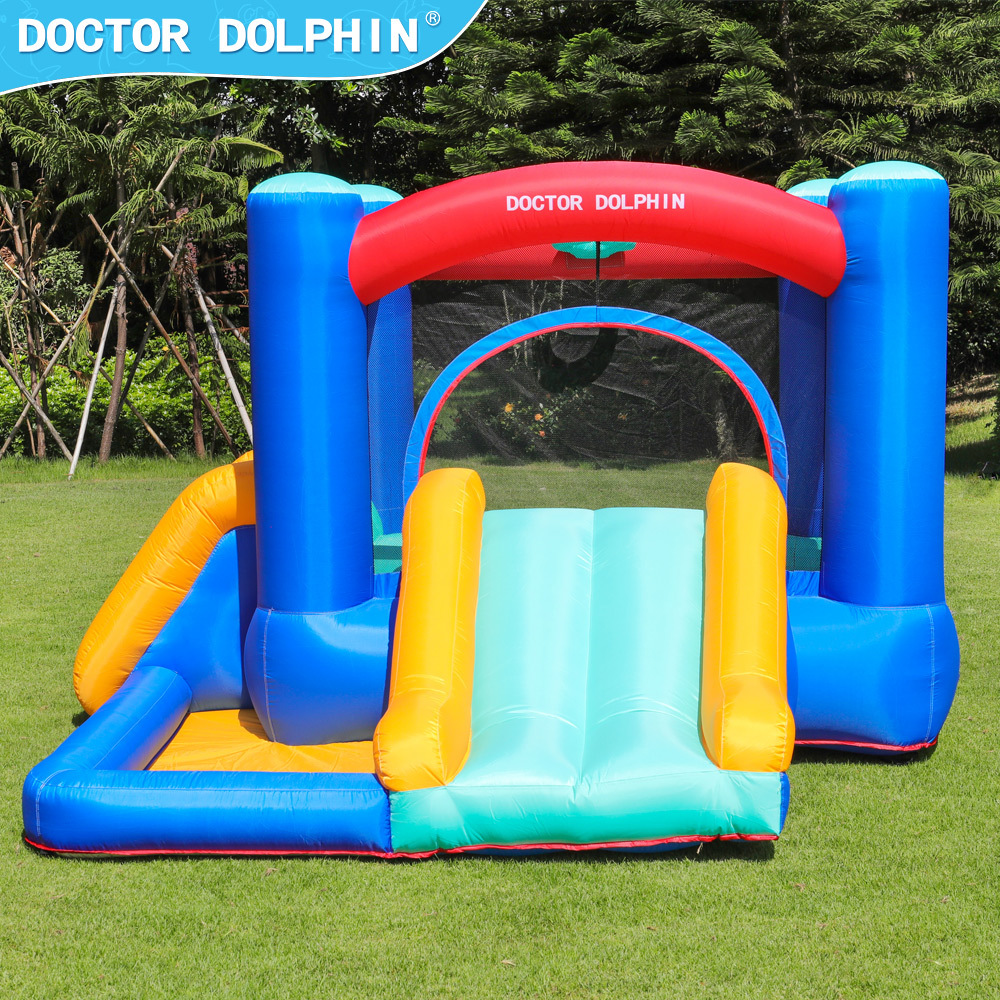 Castillo inflable pequeño Doctor Dolphin para uso doméstico, tobogán de trampolín interior, juguete para fiestas infantiles, castillo inflable.