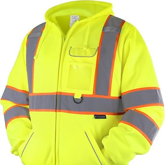 Security Hooded Jacket, High Visibility Reflective Security Fleece Hoodie, Ppe Gear for Cold Weather