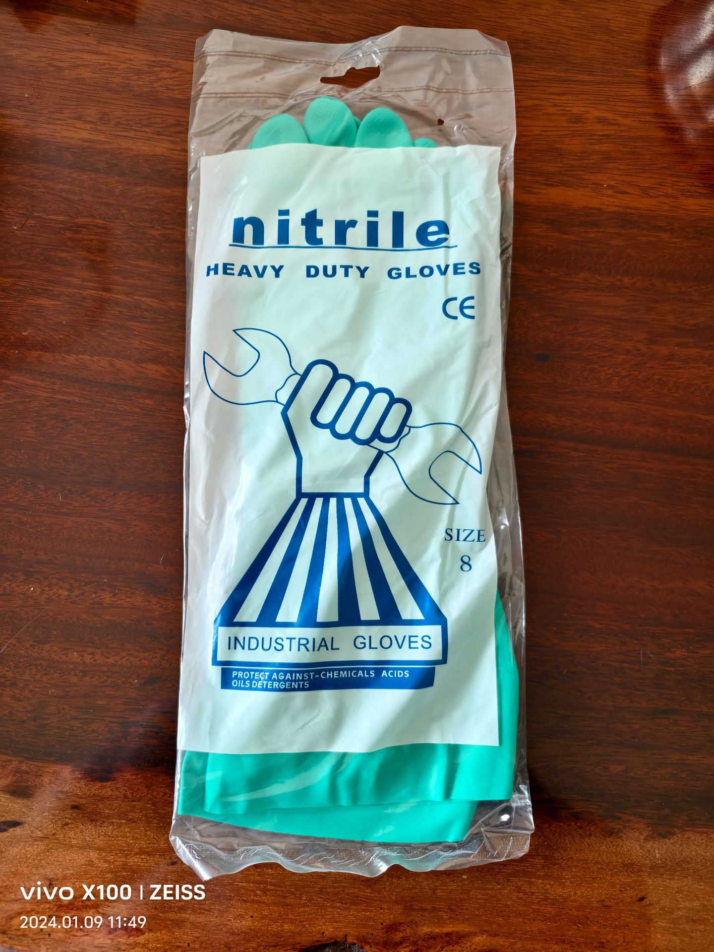 녹색 니트릴 가정용 장갑 영어 포장