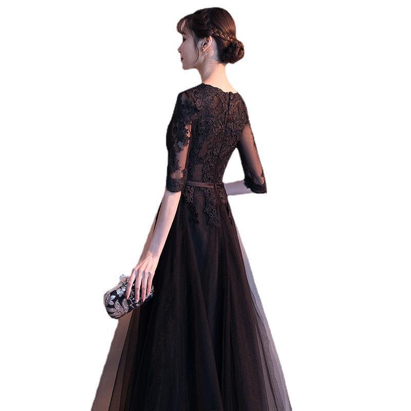 Vestido de noche para mujer, verano 2026, nuevo vestido largo elegante para banquetes, vestido de fiesta anual negro adelgazante para eventos sociales. image 5