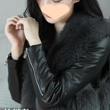 加厚加绒皮袖打底衫女冬羽绒棉袖配皮马甲的修身短款内搭厚毛衣