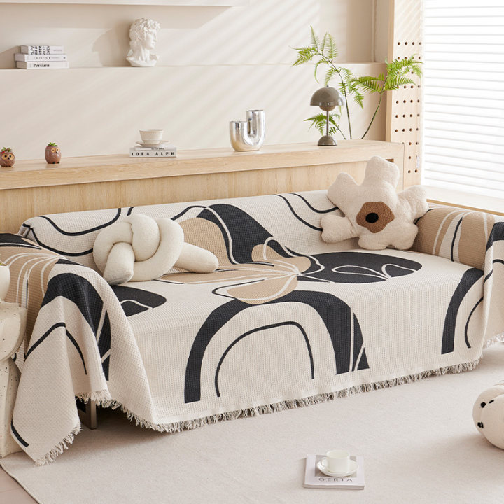 ins simple toalla de sofá cuatro estaciones todo incluido en una pieza de sofá cubierta Waffle impresa cubierta de sofá