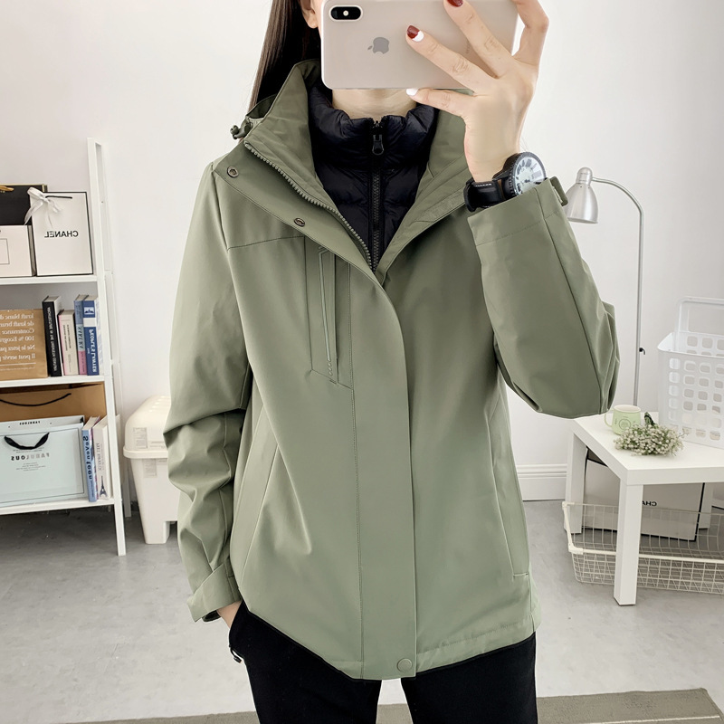 Jacket de asalto para hombres y mujeres otoño y invierno 2023 nuevo estilo al aire libre 3 en 1 desmontable plumón escondido marca de marea a prueba de viento impermeable image 7