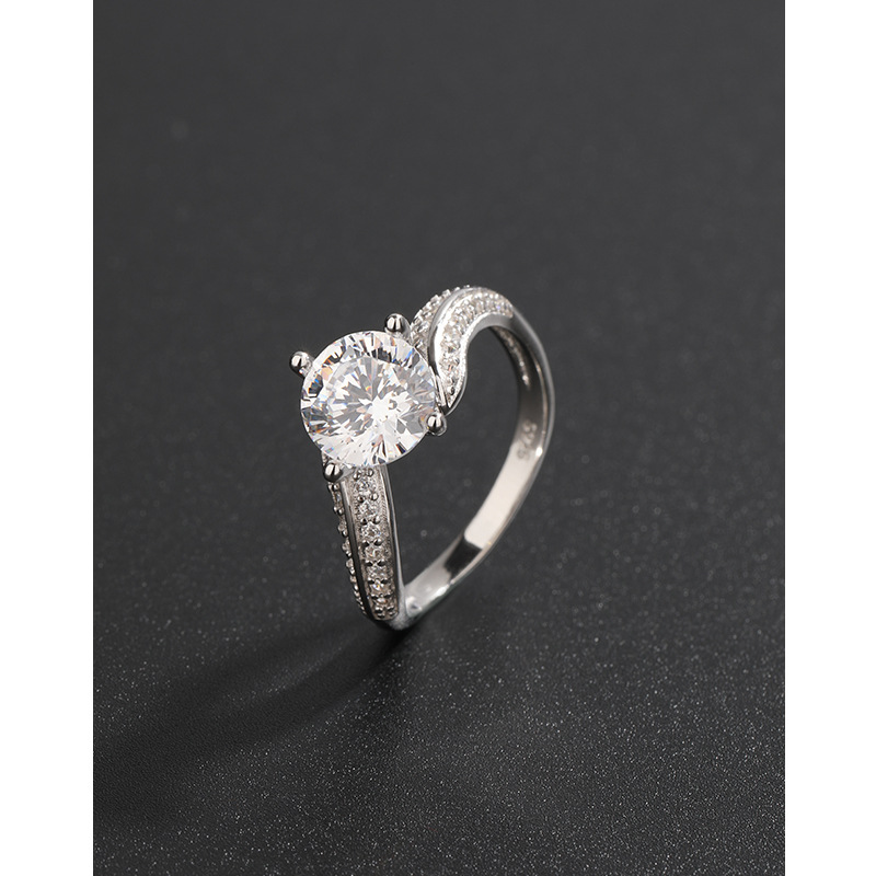 925 plata esterlina 1 quilates anillo de zircon de lujo ligero nicho de pareja de alto nivel anillo de matrimonio de propuesta de matrimonio anillo de diamante simulado