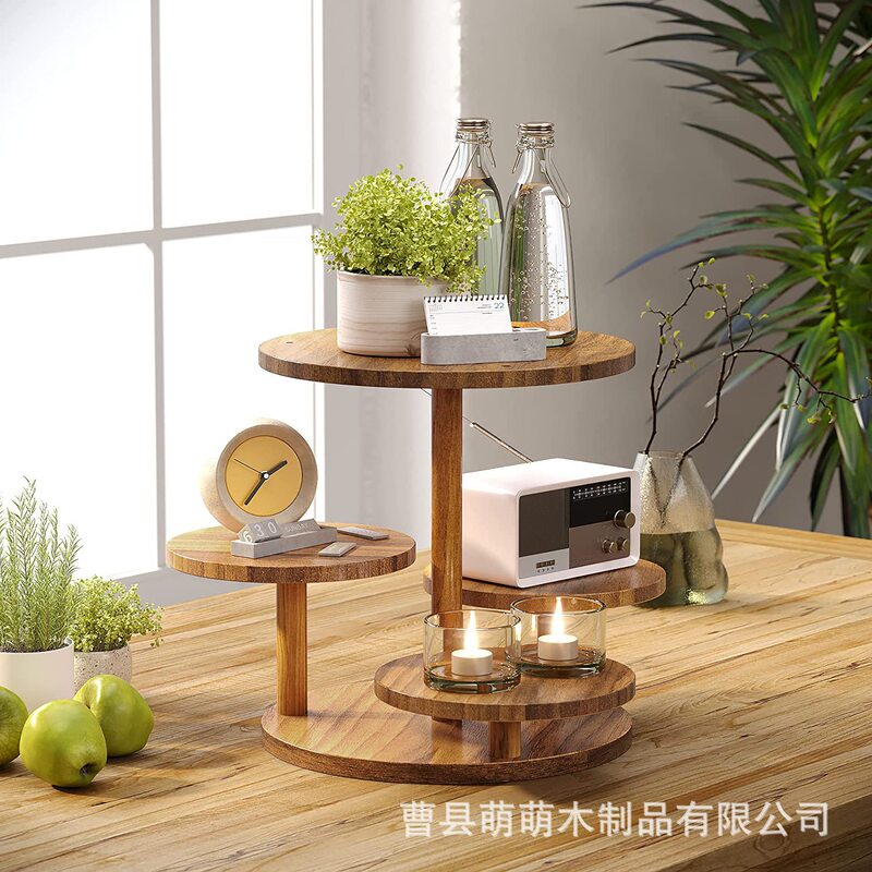 Party Round Cupcake Tower Bamboo Wooden Cake Rack with Layered Tray Decorative Tray Wooden Storage Rack