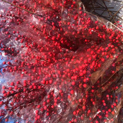 冬青果仿真花紅果新年發財果聖誕插花富貴漿果相思豆家居掛件批發