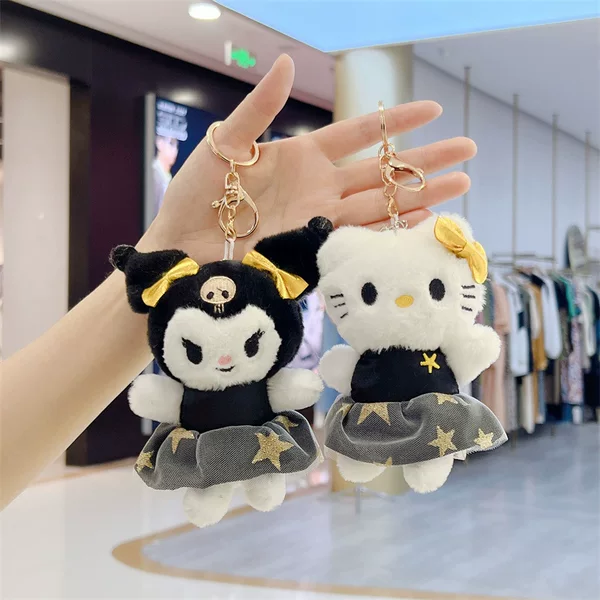 Dark Gold Cute Doll Kt Cat Keychain Pendant Plush Toy Kate Cat Backpack Decoration Wholesale