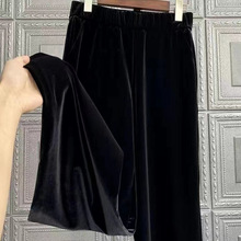 2025春秋冬季新款阔腿裤女高腰坠感金丝绒运动休闲宽松直筒长裤子