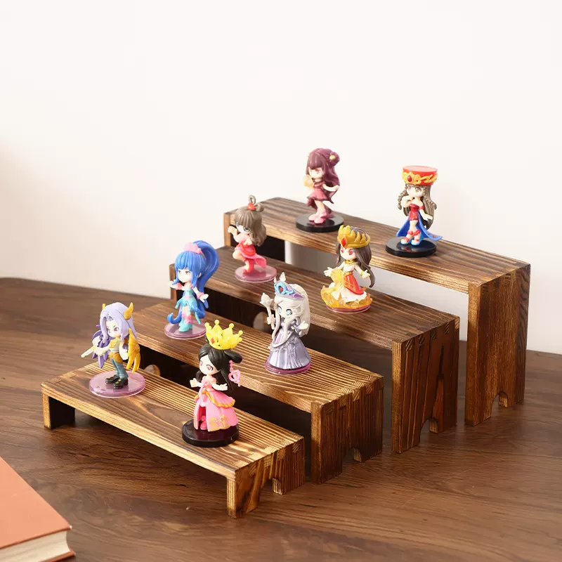 跨境现货置物架实木乐高盲盒多用途置物架可堆叠收纳架玩具展示架