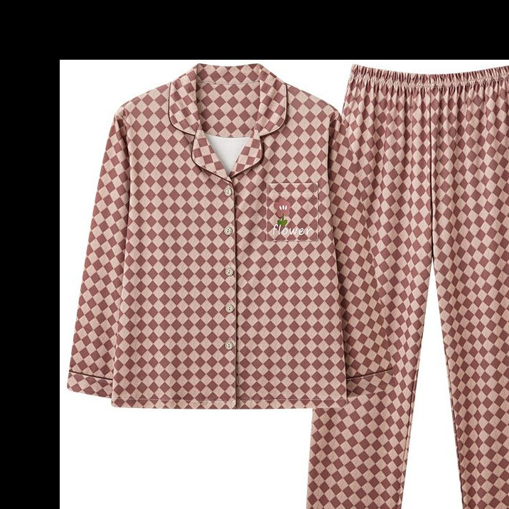 Pijamas de nuevo estilo para mujer primavera y otoño cardigan de manga larga de gran tamaño, las madres de mediana edad pueden usar trajes exteriores, servicio a domicilio de alta gama