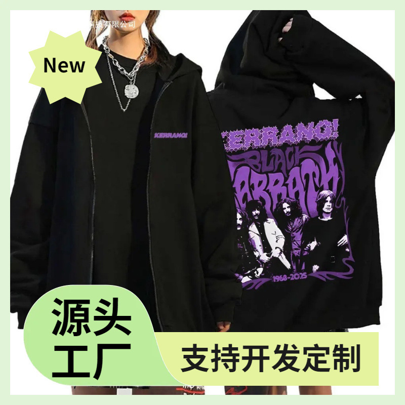 Heavy Metal Rock Band Black Sabbath Zipper Hoodie Ozzy Osbourne Graphic Hoodie Men