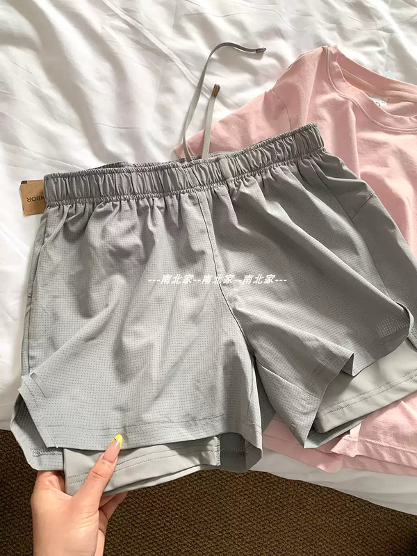 ヨガスポーツショーツ女性夏屋外ツーインワンランニング速乾性Aラインパンツ偽ツーピースフィットネスショーツ|undefined