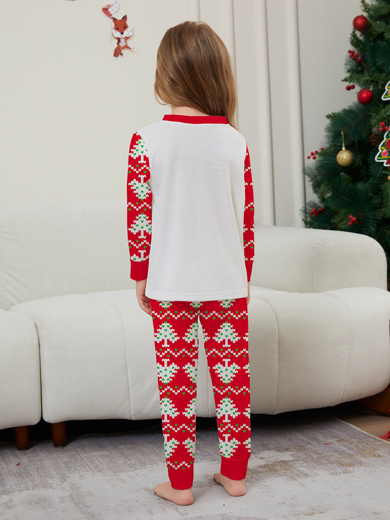 Christmas Fawn letter Christmas tree Family family dress printed homestays pajamas_voghion.com