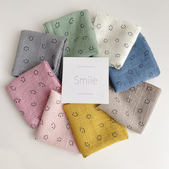 Baby Triangle Scarf Thin Smiling Summer Autumn Winter Warm Small Beanie Water-absorbent Head Scarf Children's Drool Square Scarf Cotton Scarf