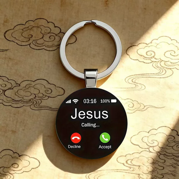 Cross-Border Hot-Selling Mobile Phone Call Interface Pattern Alloy Glass Keychain Accessories Wholesale Factory Direct Sales
