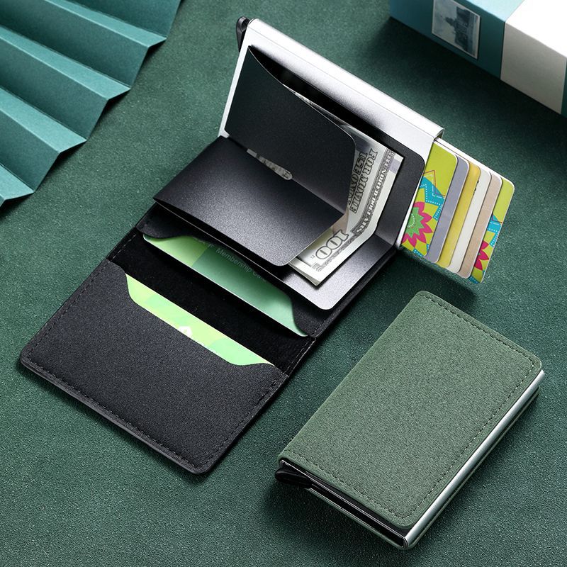 Anti-robo RFID tarjeta de metal bolsa de tarjeta de crédito elástica caja de metal de aluminio tarjeta de hombre tarjeta de bolsa de plata tarjeta al por mayor