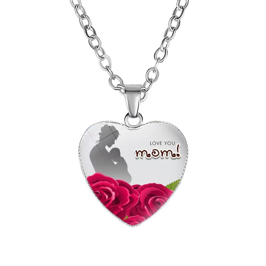 Joyas transfronterizas amor de mamá colgante en forma de corazón coreano simple regalo de vacaciones moda collar universal mujer image 11