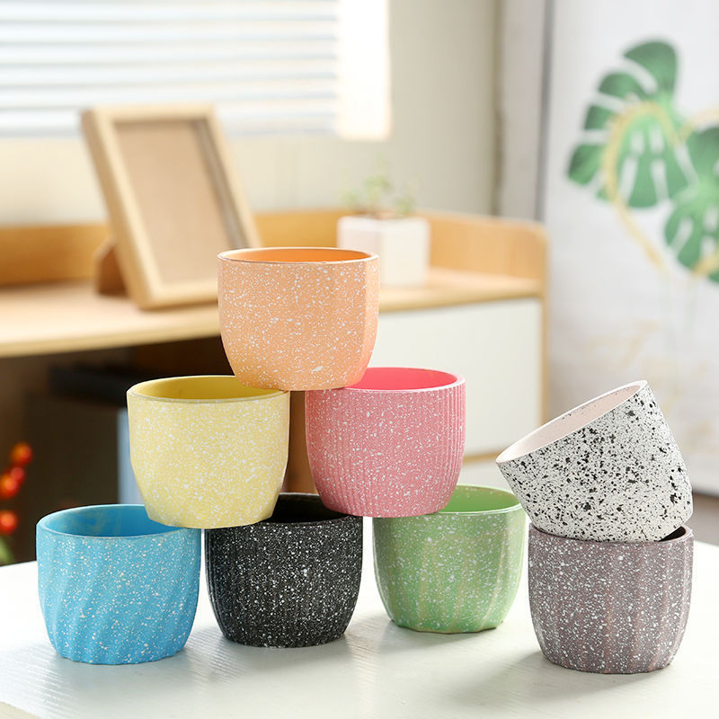 Succulent Flower Pot Ceramic Stoneware Breathable Outdoor Desktop Simple Creative Stylish High-Looking Cute Pinch Flower Cheap