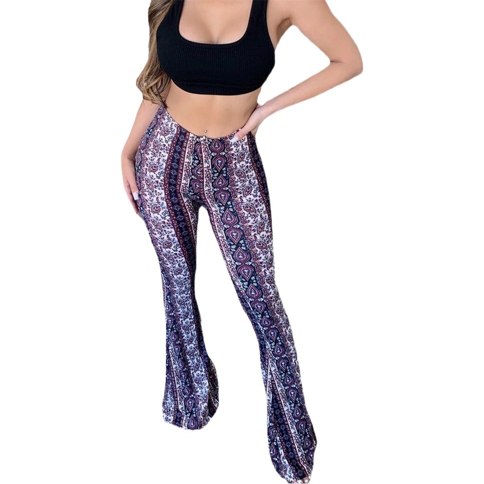 Pantalones Largos Ajustados de Alta Elasticidad con Estampado Sexy y Ligeramente Acampanados para Mujer, Estilo Europeo y Americano, Novedad 2026, Amazon Wish AliExpress image 1