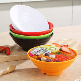 纯色大纹碗家用大容量泡面碗日式拉面碗沙拉塑料PP大碗厂家批发