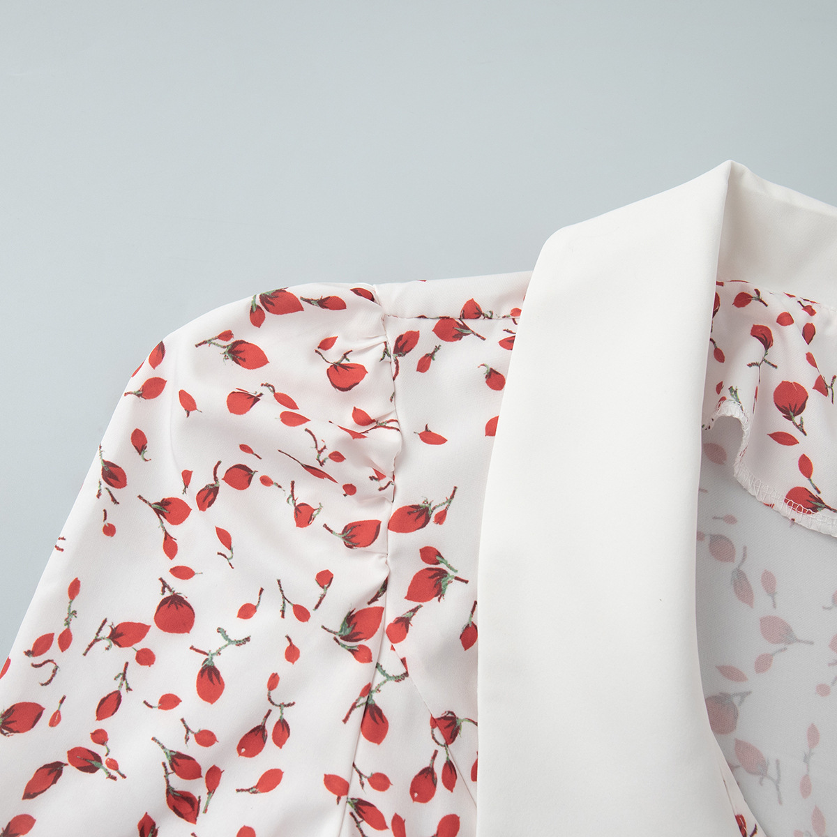 V-neck Printed Dress For Women, European And American Summer New Style, Bubble Sleeve Short Skirt_ecoleips.com