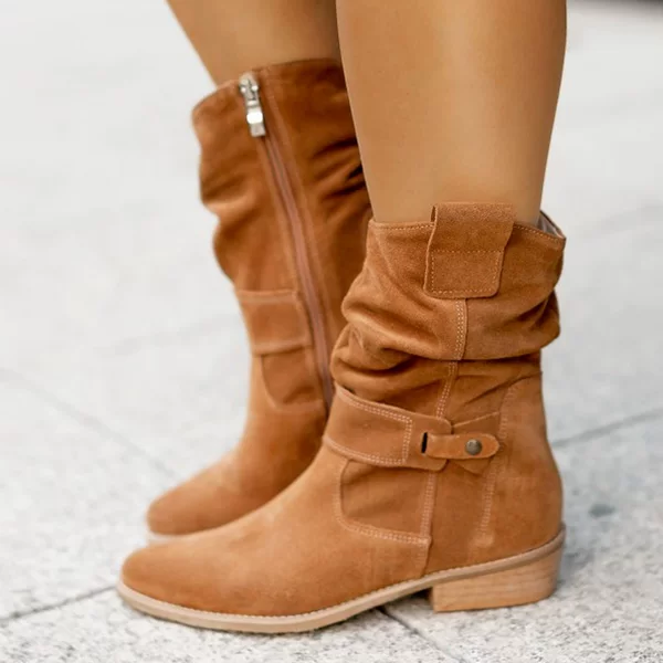 Spring Festival Non-Stop Sales 2024 Autumn and Winter New Low-Heel Extra Large Size 44 45 Low-Heel Suede Low-Cut Women's Boots