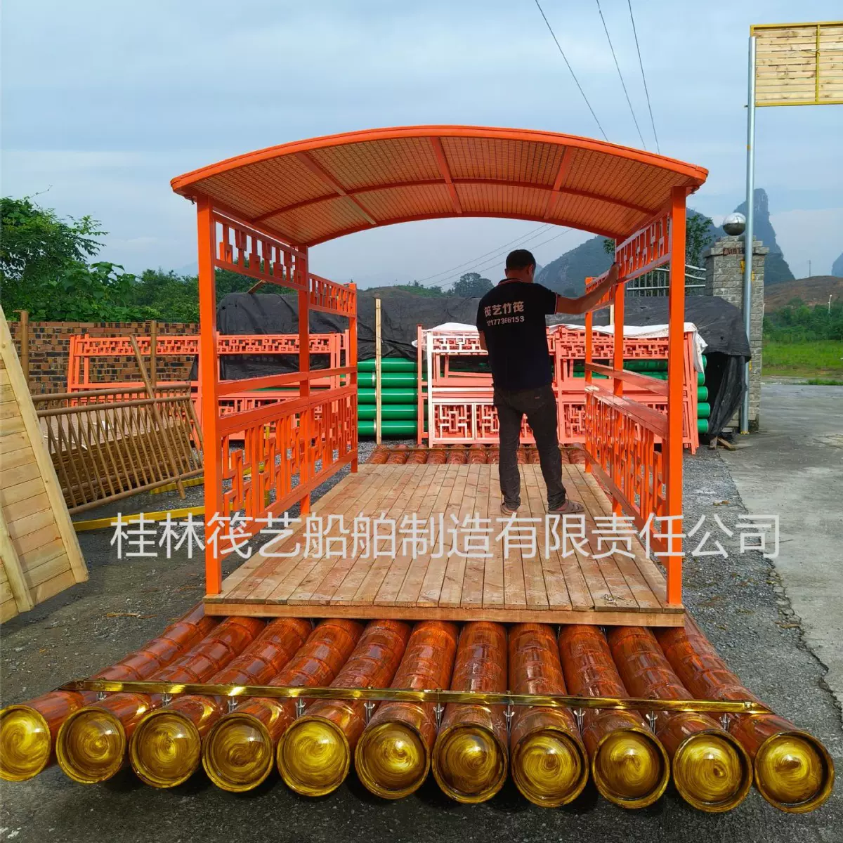 仿真PVC塑料水管水上钓鱼渔用下网竹筏竹排涉水运动水上垂钓专用