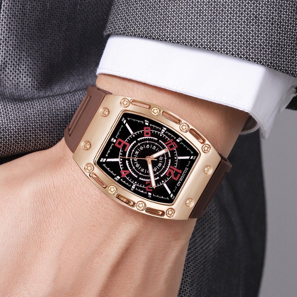 horedar 크로스보더 Temu 남성용 43mm 대형 다이얼 실리콘 밴드 아날로그 쿼츠