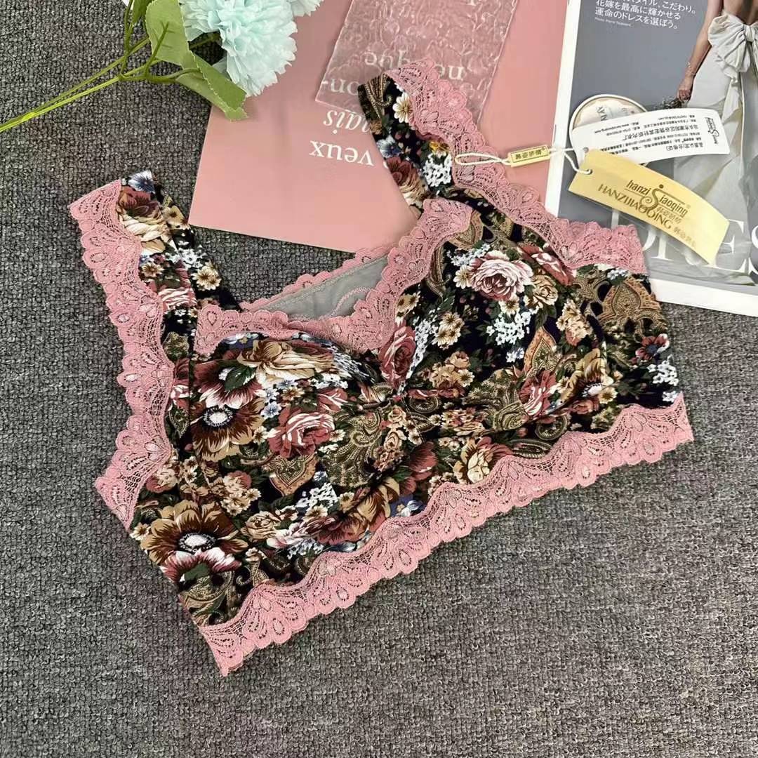 Nuevo encaje de alta calidad, chaleco de mujer sin anillo de acero, sujetador cómodo, ropa interior deportiva para dormir, mujer al por mayor.