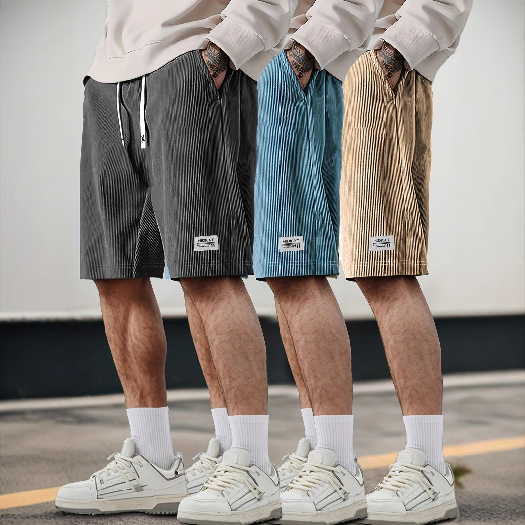 Cross-Border European Size American Trendy Brand Quick-Drying Corduroy Breathable Shorts Men's Summer Drawstring Thin Five-Point Basketball Sports