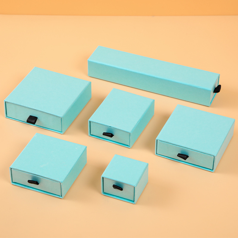 Caja de joyería tipo cajón personalizable con espacio para anillos, pulseras, pendientes y collares