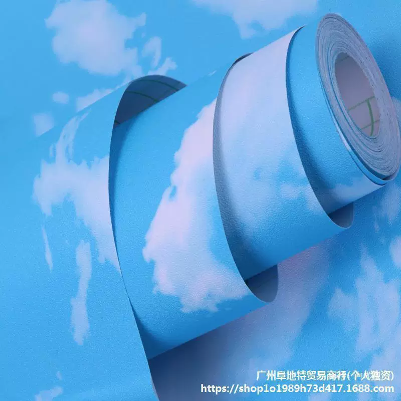 Самоклеящиеся водонепроницаемые обои для потолка, голубое небо и белые облака, стерео обои, креативные наклейки на стену, 3D наклейки для детской комнаты