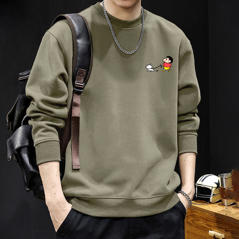 Suéter masculino primavera y otoño cuello redondo chaqueta de manga larga marca de moda americana impresión deportiva juvenil chaqueta pesada