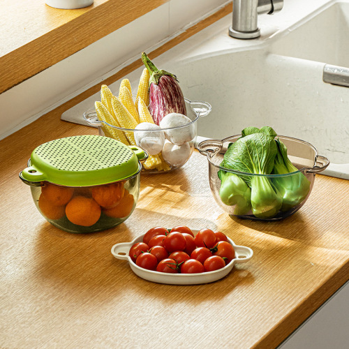 Nachuan light luxury covered drain basket kitchen household vegetable sink fruit and vegetable filter basket washing fruit PP storage box