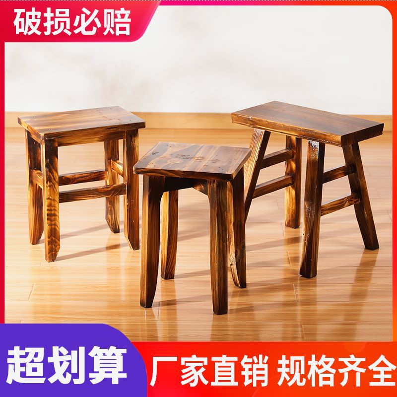 Taburete de madera taburete cuadrado doméstico taburete pequeño de madera maciza taburete duradero para que los estudiantes coman taburete de cuatro patas banco sólido económico simple