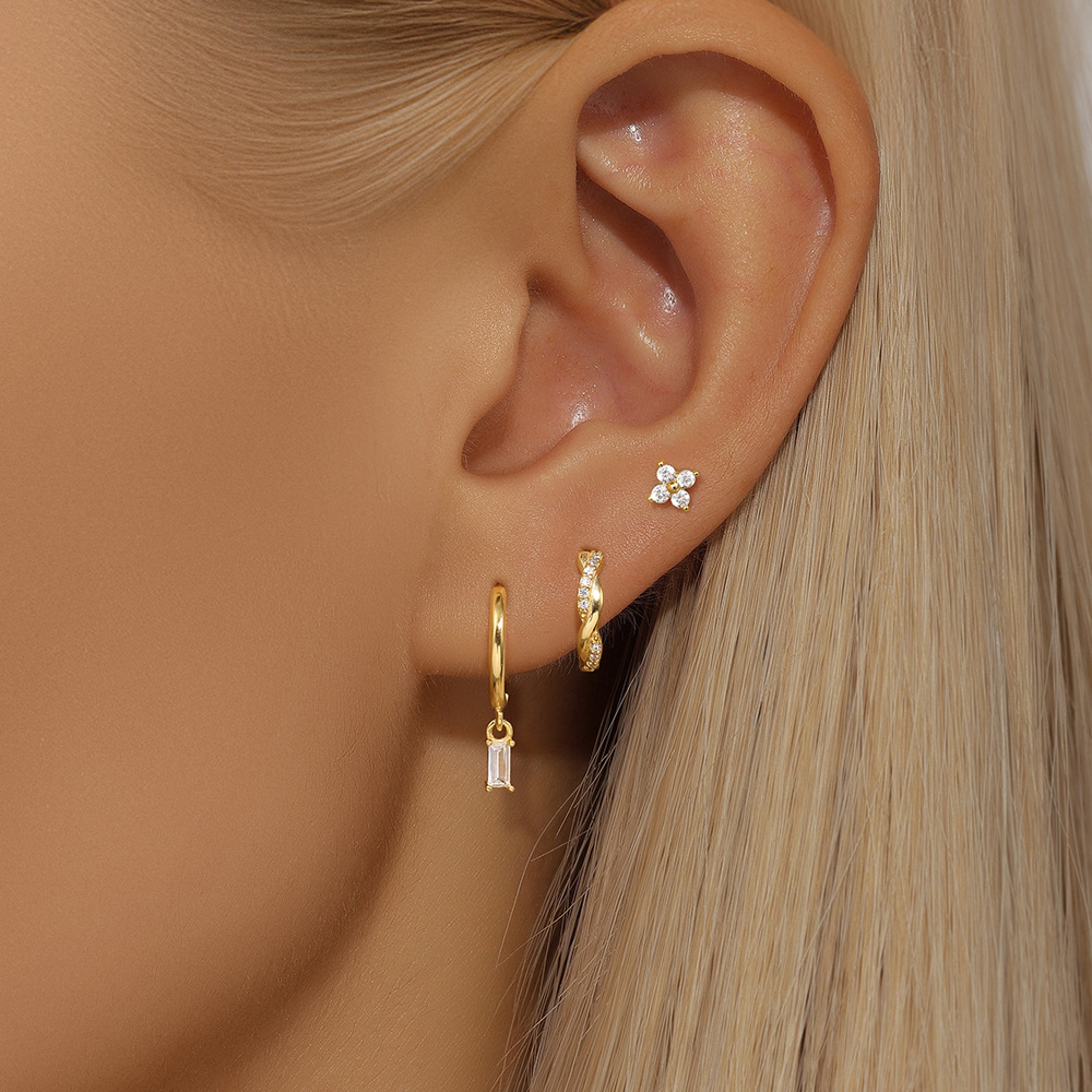 20g Weight 925 Sterling Silver Ear Needle Material December Birthstone Turquoise, Zircon Inlay Material Drop Earrings, Earrings, Ear Studs Classification 1 Set Quantity Holiday, Daily Occasion 925 Sterling Silver Material Geometric Pattern Women's Gender Inlay Design Simple Style Style 1 Set 925 Sterling Silver Turquoise Zircon Geometric Drop Earrings Earrings Ear Studs 7