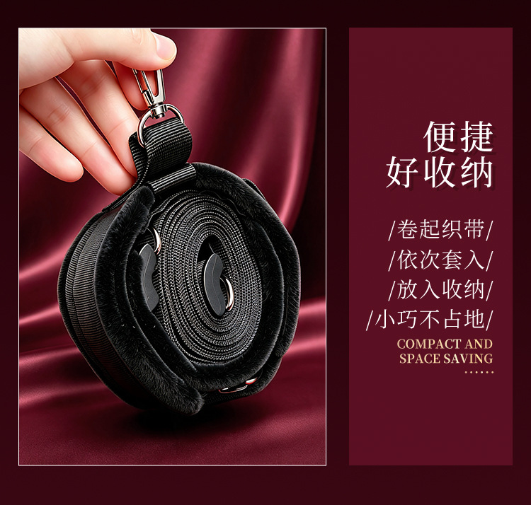 SM Bed Restraint Set with Wrist and Ankle Straps, Black Eco-Friendly Webbing for Couples — detail image 4