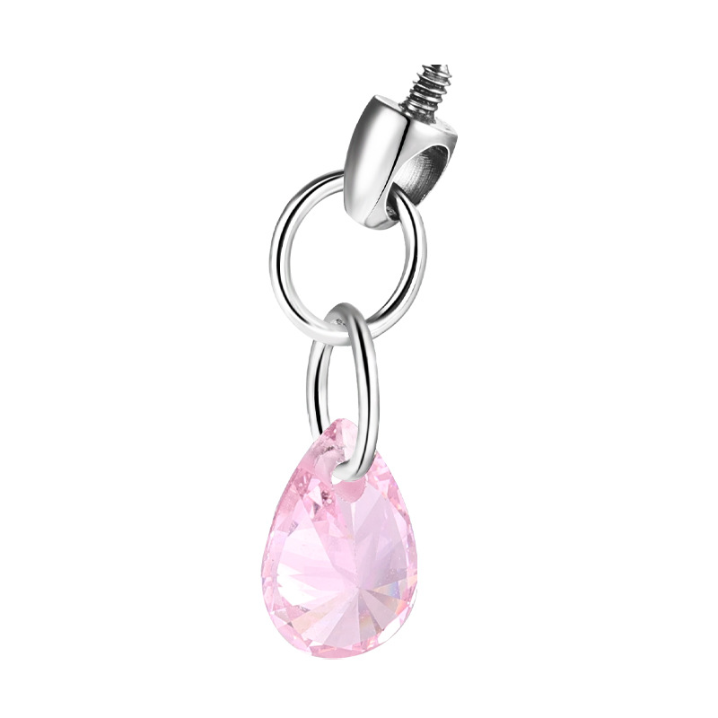 Zesen F136 Titanium Alloy Water Drop Bullet Head Internally Threaded Lip Nail 0.9mm Tooth Lip Nail Ear Bone Nail Accessories Crystal Zircon detail image 15