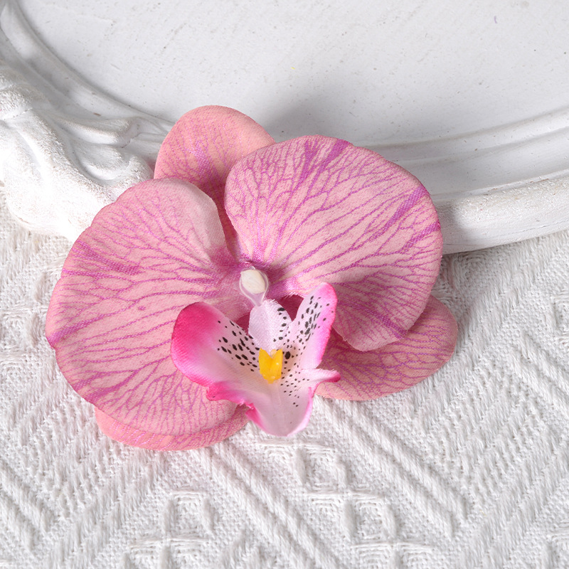 Película blanca Phalaenopsis flor cabeza pétalo simulación flor accesorios tocado horquilla diy flor decorativa de boda hecha a mano