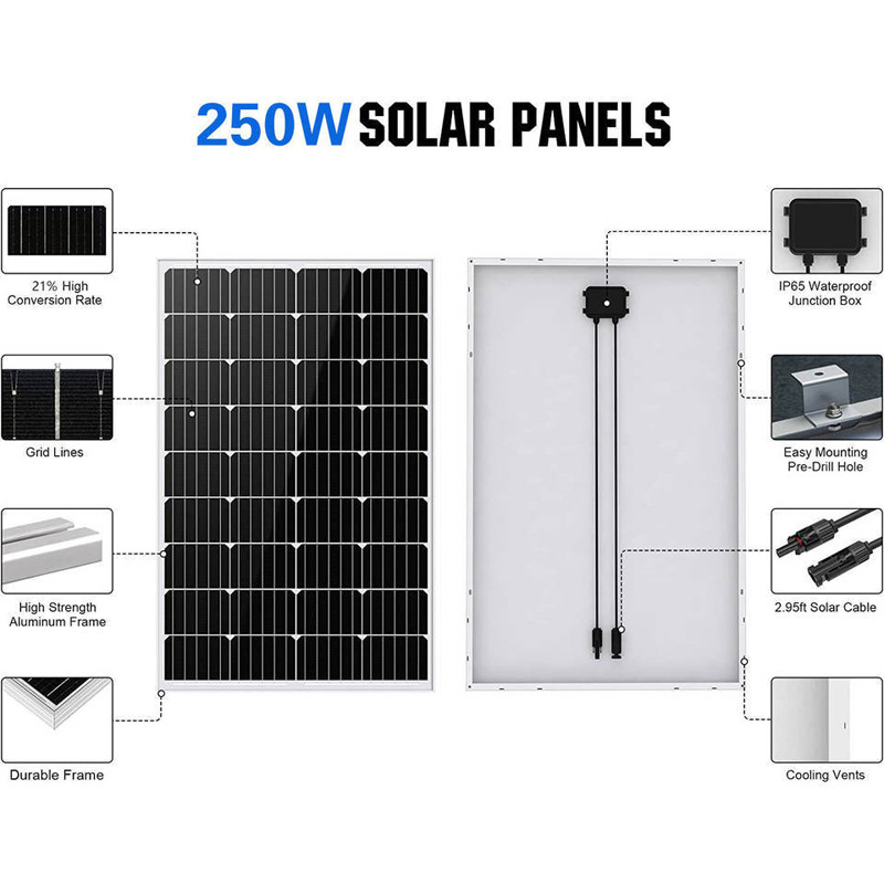 Spot 250W paneles solares monocristalinos, lámparas solares, centrales eléctricas, módulos fotovoltaicos, paneles solares