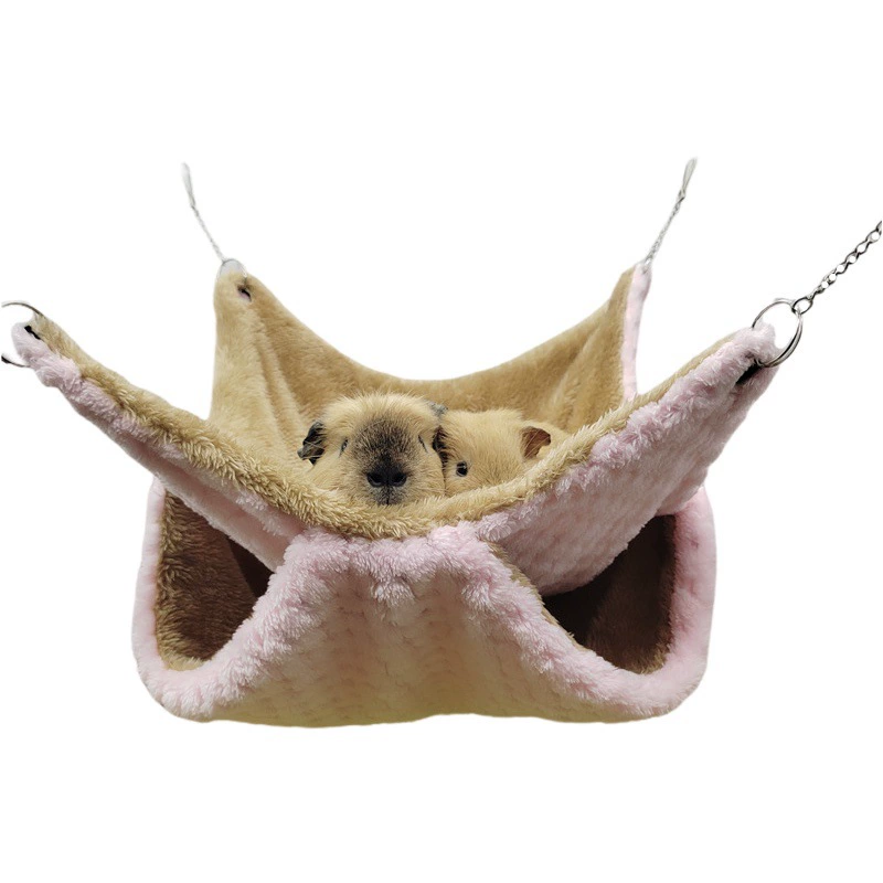 Медово-сахарный двухслойный гамак на флисовой подкладке морская свинка Белка осенне-зимний теплый гамак