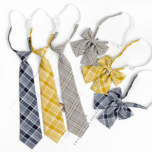 Japanese uniform JK bow tie for women, college style student uniform shirt, bow tie, flower accessories, plaid tie for men