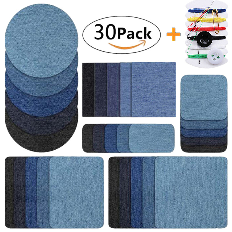 经典水洗牛仔布刺绣布贴熨烫膝盖贴衣服补丁贴百搭补洞章仔绣花标