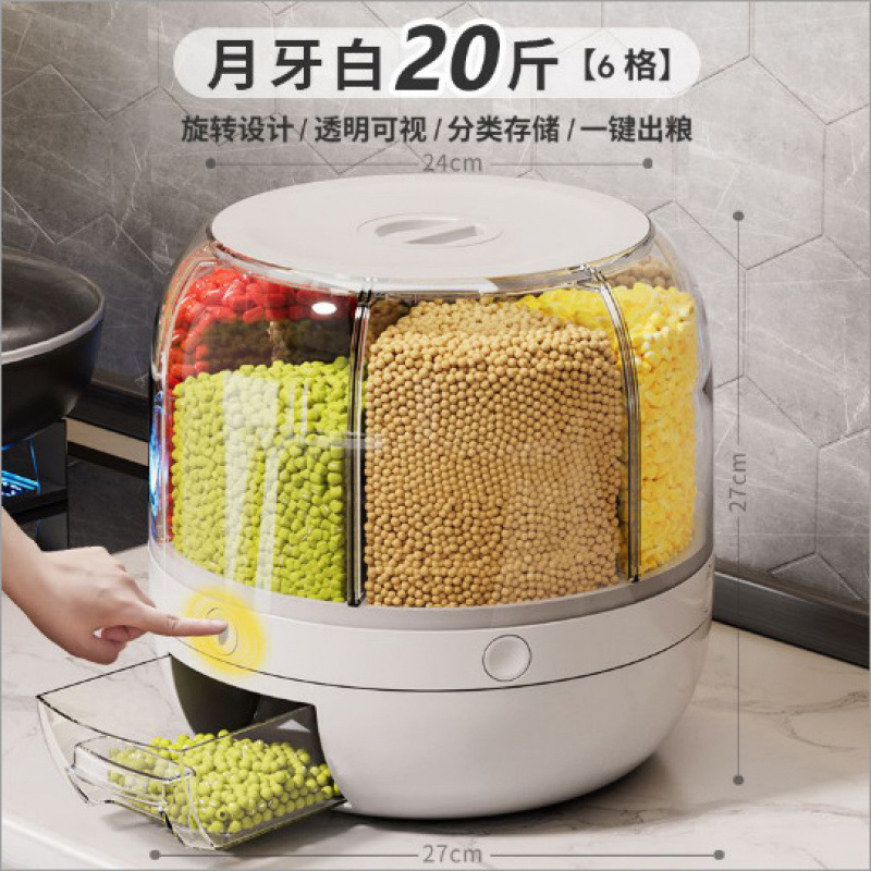 Caja de almacenamiento de granos de barril de arroz y grano rotativo sellado a prueba de insectos y humedad almacenamiento doméstico de granos de barril