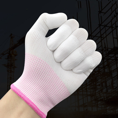 PU recubierto de dedos guantes recubiertos guantes revestidos guantes de trabajo antiestáticos libres de polvo blanco resistentes al desgaste guantes de seguro laboral al por mayor