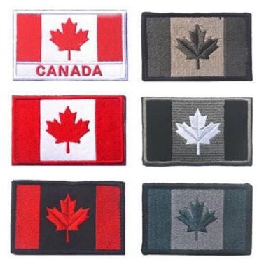 Cloth stickers, embroidery logo 3D badge embroidery direct supply a variety of multi-color Canadian flag Velcro embroidery logo