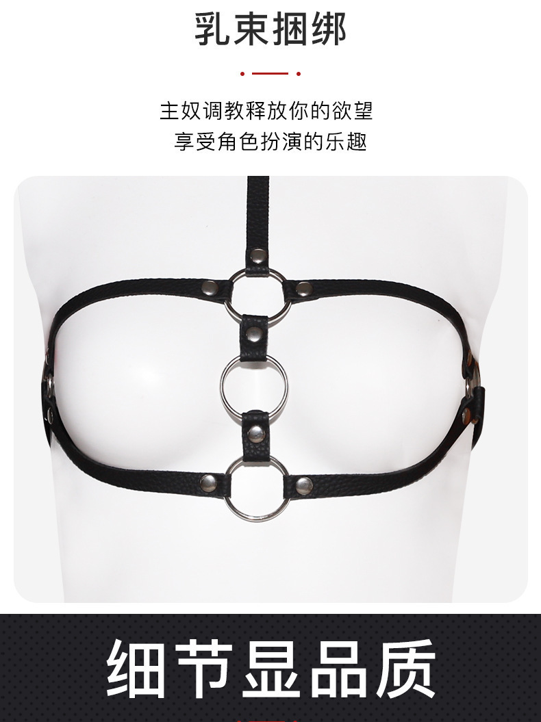 Adult Couple Restraint Kit with Handcuffs, Breast Restraint and Whip in Pink, Red or Black — detail image 13