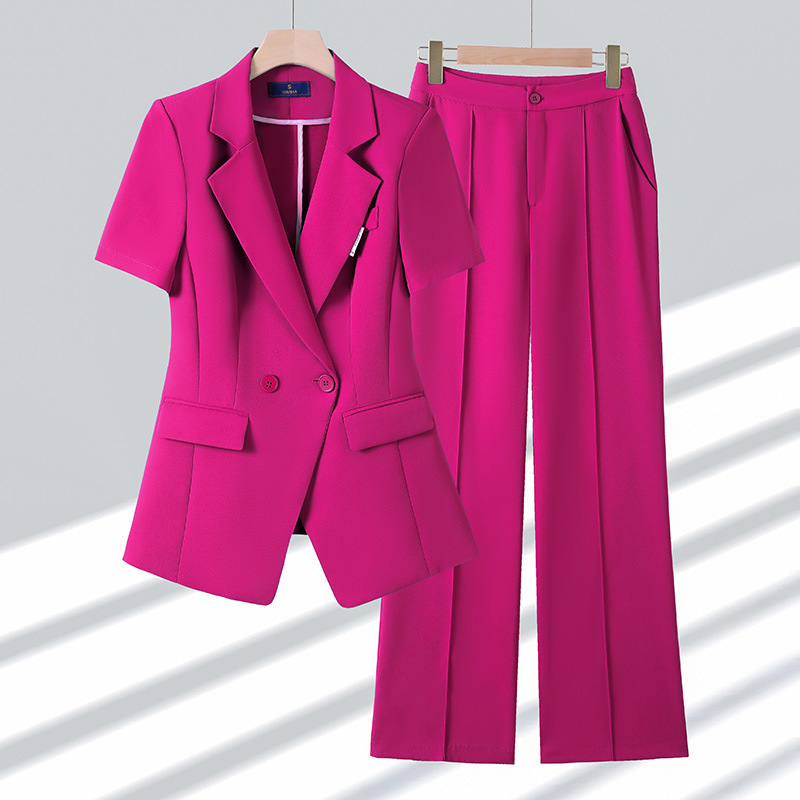 Cross-Border Women's Suit Set 2025 New Design Niche Fashion Commuter Spring and Summer Thin Short-Sleeve Blazer