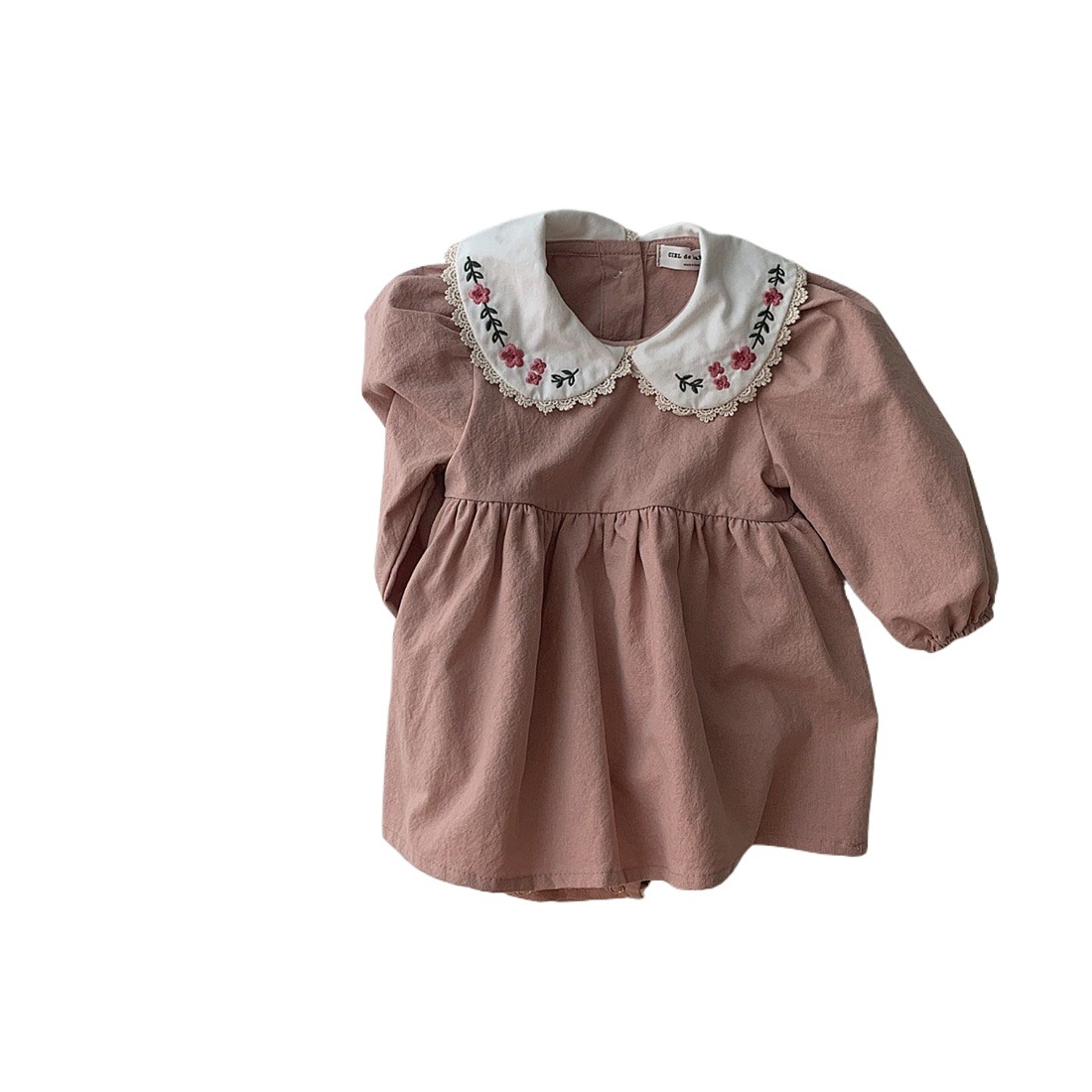 2023 estilo coreano nuevo bebé de las muchachas collar bordado mameluco ins recién nacido algodón casual jumpsuit moda